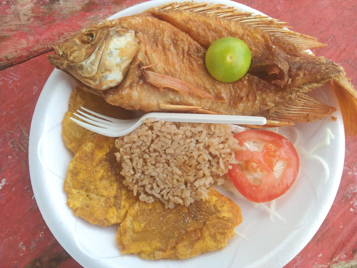 Arroz de Coco con Pescado y Patacones